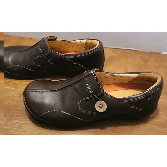 Clarks Womens Shoes Brown Leather Size 8.5 M Slip On Comfort Unstructured Loop - Picture 5 of 11